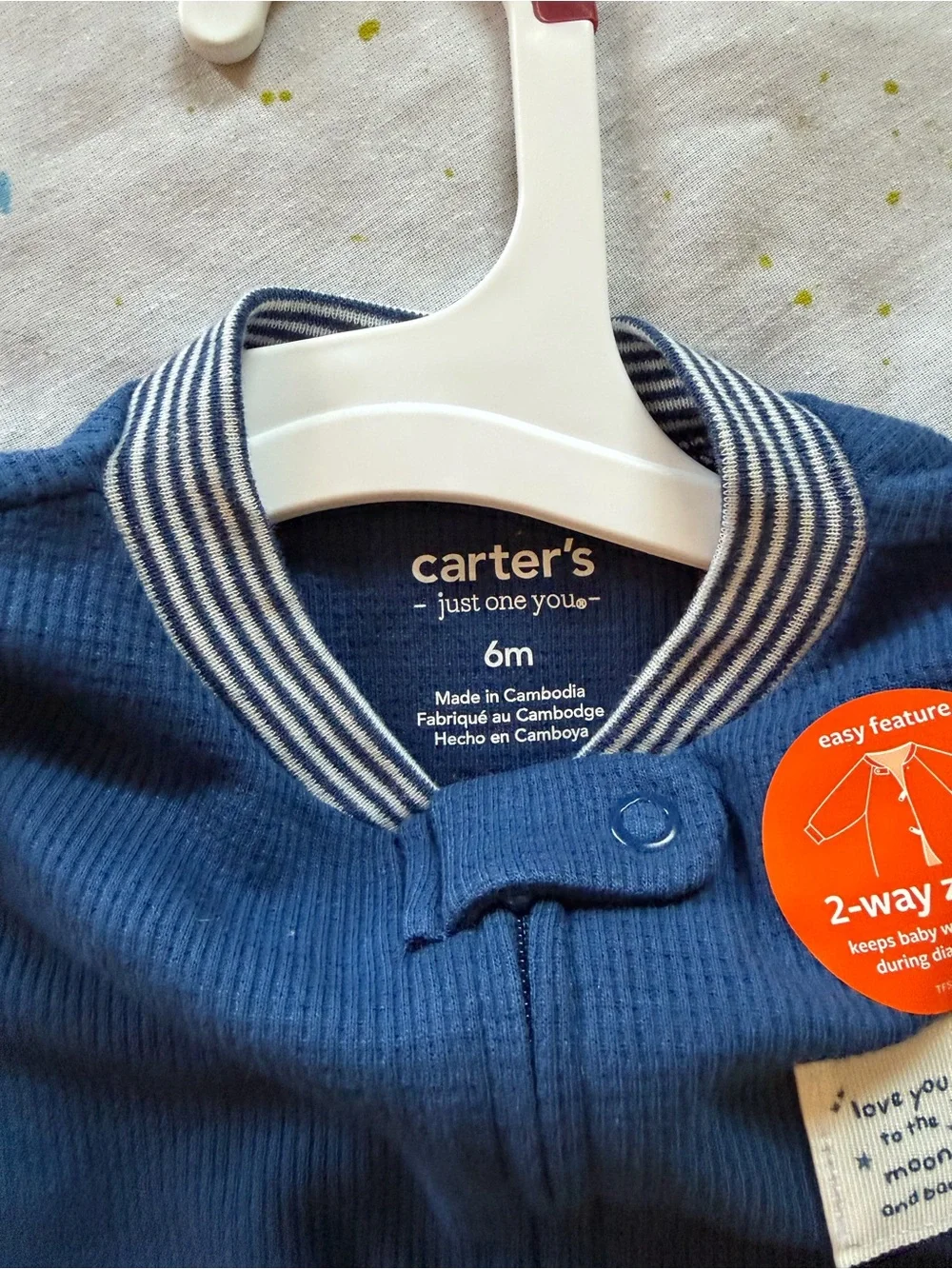 Carter's Navy Footed One-Piece Zipper Pajamas Size 6M